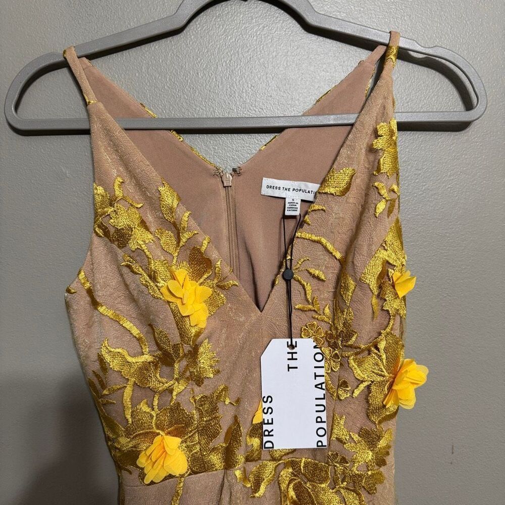 Dress the Population Sidney dress yellow gold size small NWT - Picture 6 of 11